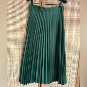 Zara Deep Green A-Line Pleated long Skirt high waist